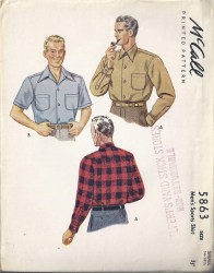5863 1944 MEN'S SS-LS YOKE COLLAR SHIRT PATTERN MD 15-15.5''